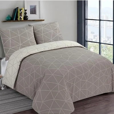 Imagen de VISION Hugo Juego de Cama Reversible Beige Funda nórdica 260 x 240 cm con 2 Fundas Almohada a 65 100% algodón