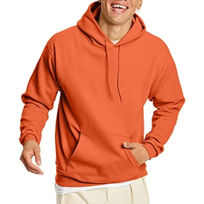 Imagen de Hanes Sudadera con capucha del pa?o grueso y suave de Ecosmart pullover los hombres, naranja la seguridad, grande
