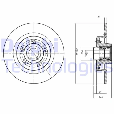 Imagen de DELPHI BG9027RS Disco de freno 300 11 5 macizo aceitado sin procesar con cojinete rueda, anillo sensor ABS RENAULT: Vel Satis