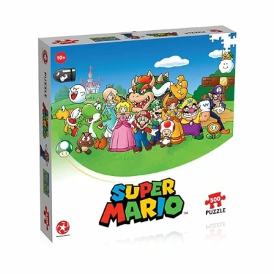 Imagen de Winning Moves Rompecabezas Super Mario and Friends Puzzle 500 Piezas Juguetes para niños 10+ años y Todos los Fans de Las Aventuras, Jugar Solo o en compañía, Incluye póster