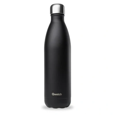 Imagen de QWETCH Botella isotérmica negra 750 ml de acero inoxidable 24 horas fría y caliente impermeable, sin BPA reutilizable