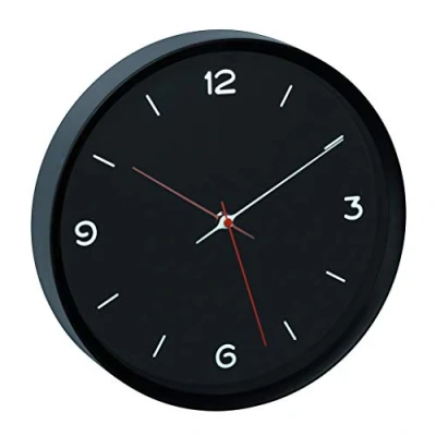 Imagen de TFA Dostmann 60.3056.01 Reloj analógico de Pared (silencioso, Tapa Cristal, 309 x 50 mm), Color Negro