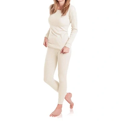 Imagen de MT Conjunto de ropa interior térmica y esquí para mujer, cálida manga larga con suave, crudo, M