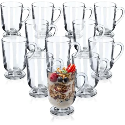 Imagen de KADAX Juego de vasos café, 300 ml, té cristal, vino caliente, para té, café irlandés, tazas con asa, capuchino, postre