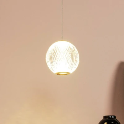 Imagen de Lucide Cintra Lámpara colgante LED, Ø 14 cm, transparente/oro, acrílico