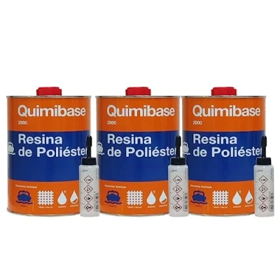 Imagen de QUIMIBASE KIT 3 Uds RESINA POLIESTER + catalizador 1KG