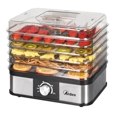 Imagen de ARDES AR1K15 Deshidratador de alimentos para Fruta Verdura Setas Deshidratación Rápida 5 Estantes Lavables, Temperatura Ajustable, 245 W, Plástico