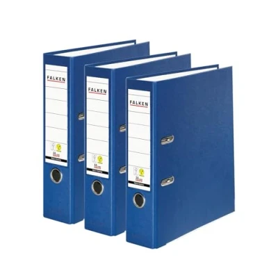 Imagen de Falken Archivador de plástico vegano (3 unidades, 8 cm ancho, DIN A4, vegano), color azul