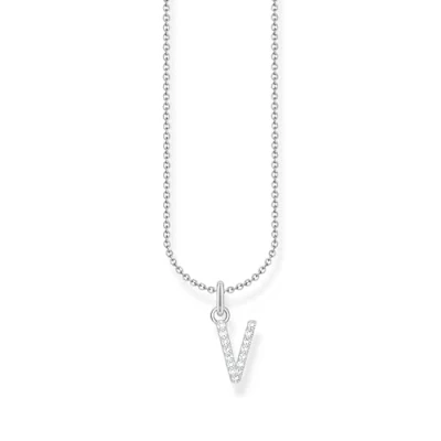 Imagen de THOMAS SABO Collar con letra V de plata ley 925 y circonitas KE2261 051 14