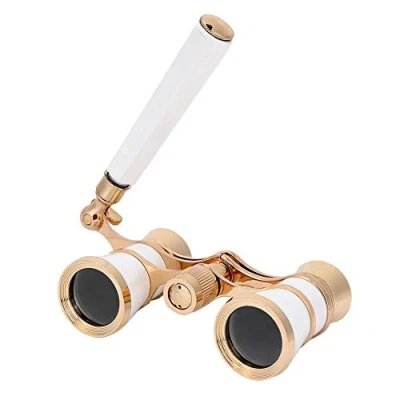 Imagen de Opera Binocular, Gafas Telescopio 3X25 de Teatro Mini Concierto Binocular Portátil Compacto Ligero, con asa para Adultos Niños Mujeres Niñas en Musical(Blanco)