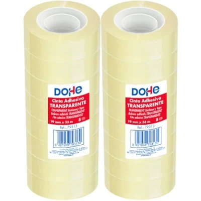 Imagen de Dohe Cinta Adhesiva Transparente (16 uds.) 1,9 cm x 33 m, Precinto para Embalar Cajas, Envíos o Mudanzas, Potente Adhesivo de 45 micras Material oficina