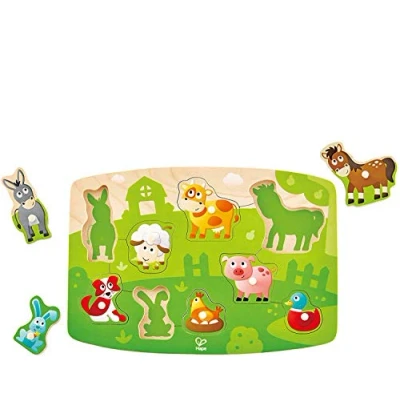 Imagen de Hape E1408 Farmyard Animal Wooden Peg Puzzle Educational Toy