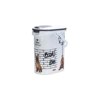 Imagen de Curver Contenedor de comida para mascotas 4Kg/10L, Sellado goma antiolores, Decorado perros,19 x 30 35 cm