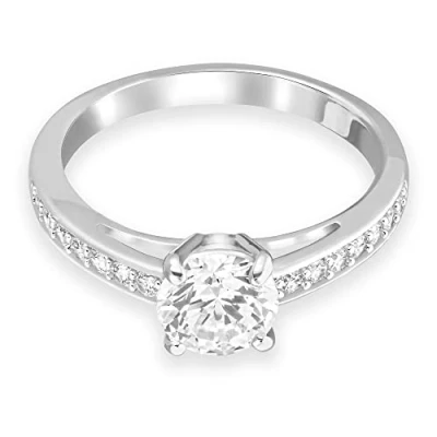 Imagen de Swarovski Anillo Attract, Talla redonda, Pavé, Blanco, Baño de rodio, 60