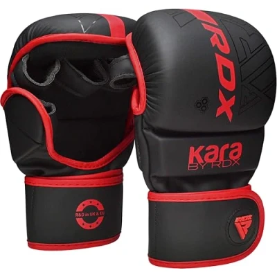 Imagen de RDX Guantes MMA para Artes Marciales Grappling Entrenamiento, Maya Hide Cuero Kara Sparring Guantillas Lucha Muay Thai Kickboxing Krav Maga y Combate Training