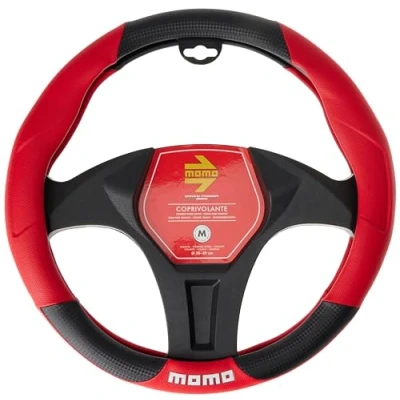 Imagen de Momo TUNING SWC016BR Funda cubierta para el volante negro/rojo 38 39cm PVC