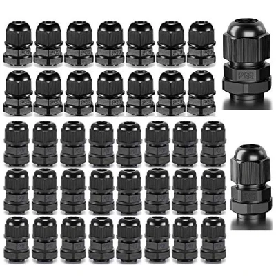 Imagen de Gebildet 30pcs PG7 + 20pcs PG9 IP68 Impermeable Conectores de Cable, Glándulas Cable con Ajustables Juntas M12 M16, Prueba Agua 3 8mm Plastico Gland (Negro)