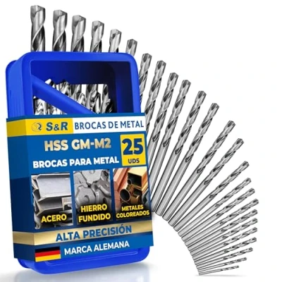 Imagen de S&amp;R Juego de Brocas para metal Set 1 13mm 118 Caja con 25 Rectificadas serie GM DIN 338, HSS acero Calidad profesional