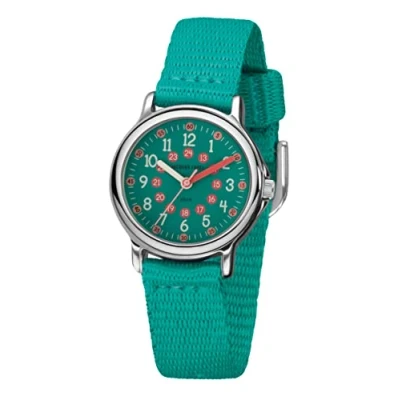 Imagen de JACQUES FAREL KCF 067 Reloj de pulsera para niños, analógico, cuarzo, con correa tela, color turquesa, Clásico