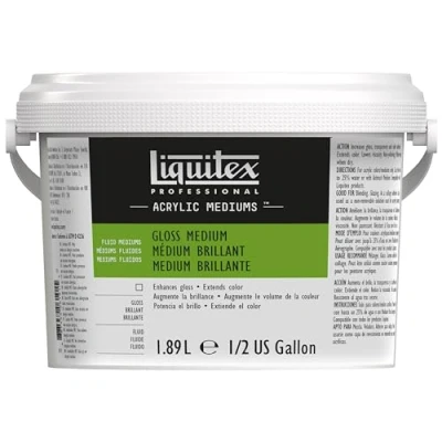 Imagen de Liquitex 5338 Professional Medio brillante y barniz para pinturas acrílicas, aumenta el brillo mejora la película de color profundidad del botella 1,89, transparente