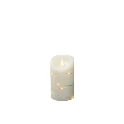 Imagen de Konstsmide Velas de batería grandes/3D Living Vela sin llama/cera marfil real/luces hadas alambre/función temporizador 4 u 8 horas/5.3 x 2.95 pulgadas/vela LED blanca cálida, 1834 180