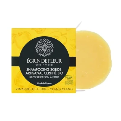 Imagen de Écrin de Fleur Jabón sólido vinagre sidra manzana bio, con aceites esenciales Ylang Ylang, sin sulfatos ni parabenos, 1x55g