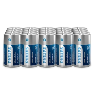 Imagen de Philips Ultra D, baterías alcalinas LR20, Alta Capacidad para Luces de Flash y Dispositivos Grandes, Paquete 20