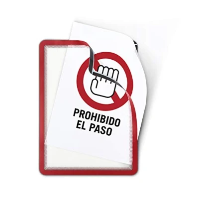 Imagen de Marco porta anuncios tarifold magneto din a4 dorso adhesivo removible color rojo pack de 2 unidades