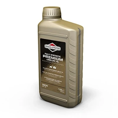Imagen de Briggs &amp; Stratton 100007S 4 Stroke 5W30 Aceite de Larga Vida para Motores Sintéticos, 1.0 Litro, Negro