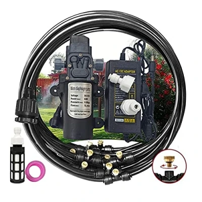Imagen de Kit Nebulizadores para Terrazas con bomba de 12V, Sistema Nebulizacion Exteriores jardín Pergola, Enfriamiento por Nebulización, DIY Automático Riego Invernaderos, Jardi