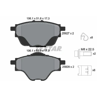 Imagen de TEXTAR 2582701 Juego de pastillas freno no preparado para indicador desgaste con tornillos pinza accesorios PEUGEOT: 308 II Hatchback