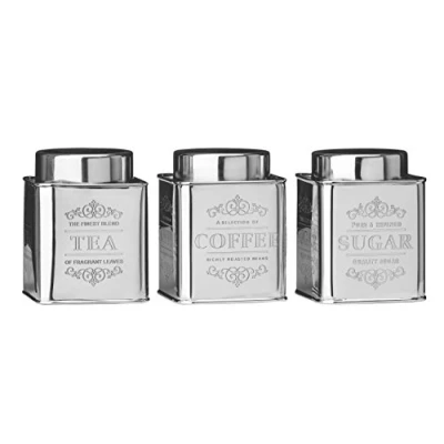 Imagen de Premier Housewares Juego de 3 tarros (Acero Inoxidable, para té, café y azúcar)
