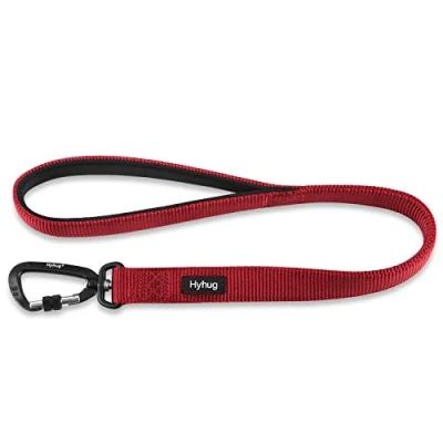 Imagen de Correa Corta Resistente de 61 cm Longitud con asa cómoda y Aluminio aviación Ligera para Perros Grandes medianos. (Rojo)