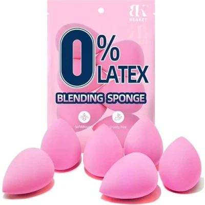 Imagen de BEAKEY Juego de Esponjas Maquillaje 6 Piezas, Esponja Belleza Para Mezclar Bases, Rosas