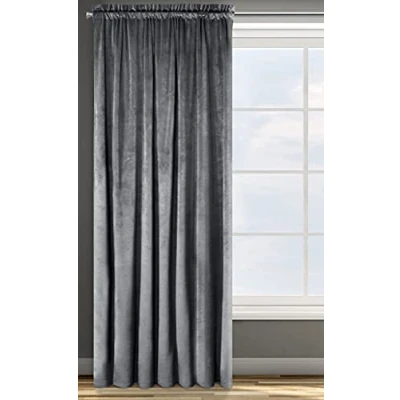 Imagen de Eurofirany Rosa Cortina Opaca Terciopelo con Cinta de 1 Unidad, Panel, Suave, Drapeado, Clásico, Elegante, Salón, Dormitorio, 200 g/m², 135x300 cm, Gris Graphito