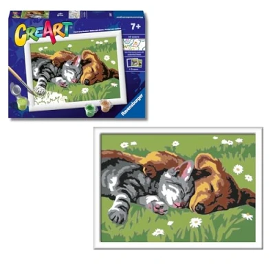 Imagen de Ravensburger CreArt Serie E, Gatos y Perros, Pintura por Numeros, Kit de para Niños, Juego Educativo Niños 7+ Años, 22x16 cm