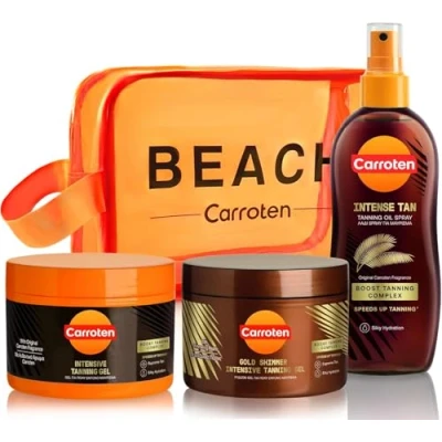 Imagen de Carroten Juego de 3 bronceadores gel bronceador intensivo 150 ml, aceite con aceites coco 200 ml y refrescante para después del sol incluye práctico