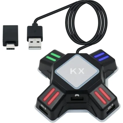 Imagen de Mcbazel KX Convertidor de Consola con Adaptador USB Gaming para Teclado y Ratón PS4/ PS3/ Xbox One/NS Switch