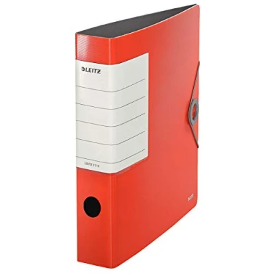 Imagen de Leitz, Archivador de Palanca, Rojo Claro, A4, Lomo recto 6,5 cm ancho, Cierre con Goma elástica, Polyfoam Ligero, 180 Solid, 11130020
