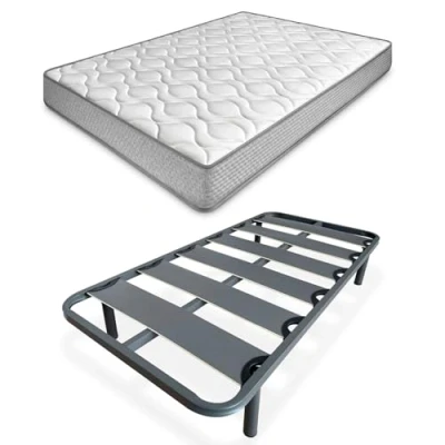 Imagen de amuéblate online Cama Completa con Colchón Carla Reversible + Somier de Láminas Reforzado 4 Patas Redondas Roscadas, 105 x 190