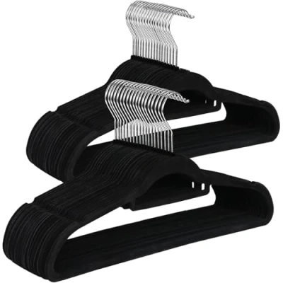 Imagen de Perchas de Terciopelo con Superficie Antideslizante, Gancho Giratorio 360, Set Ahorro Espacio, 44,5 x 24,5 0,5 cm (72)