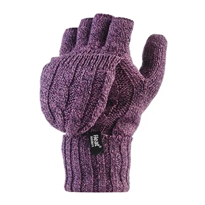Imagen de HEAT HOLDERS Guantes convertidores térmicos sin dedos para mujer 2.3 tog, Morado (, talla única