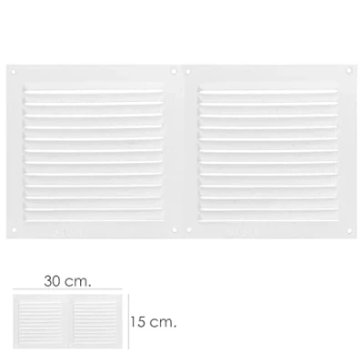 Imagen de WOLFPACK LINEA PROFESIONAL Rejilla Ventilacion Atornillable Doble 30x15 cm. Color Blanca