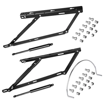 Imagen de EMUCA Juego de mecanismos elevables para Cama canapé, Sistema Frontal 135 cm, Pintado Negro, Acero