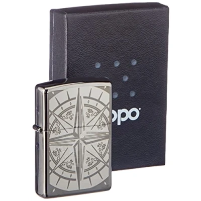 Imagen de Zippo Feuerzeug PL Compass 60001008 Encendedor, Latón, Negro, 1 x 3,5 5,5 cm