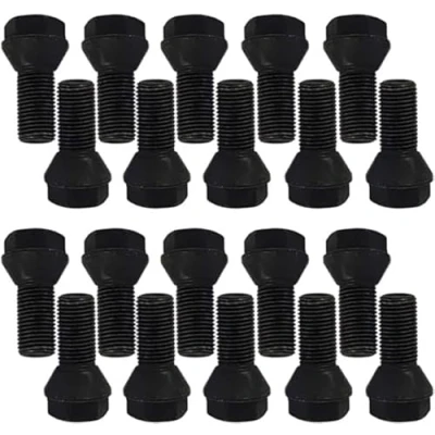 Imagen de 20 tornillos de rueda, perno cónico, negro, M14 x 1,5, 25 mm (cabeza corta)