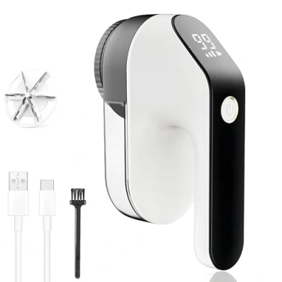 Imagen de Quitapelusas Electrico,Quitapelusas Electrico Recargable con 3 Velocidades Ajustables,Cuchilla de 6 Hojas, Pantalla LED,Removedor Pelusas Potente y eficiente,Contenedor Desmontable