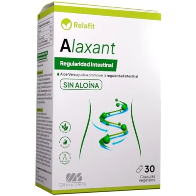 Imagen de Alaxant 30 Cápsulas Relafit Laboratorios MS 100% Natural Aloe Vera Puro Sin Aloina Ayuda a mejorar el tránsito intestinal Tratamiento eficaz contra estreñimiento Suministro para 1 mes.
