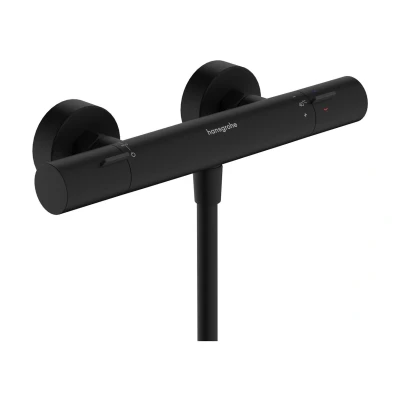 Imagen de hansgrohe Ecostat Fine, termostato para bañera empotrado con EcoStop+, grifo botón de seguridad (SafetyStop) a 40C, termostato, mezclador 1 función, negro mate, 13324670