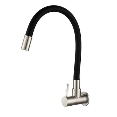 Imagen de Grifo de Cocina Pared Agua Fria Monomando Acero Inoxidable Giratorio Cepillado